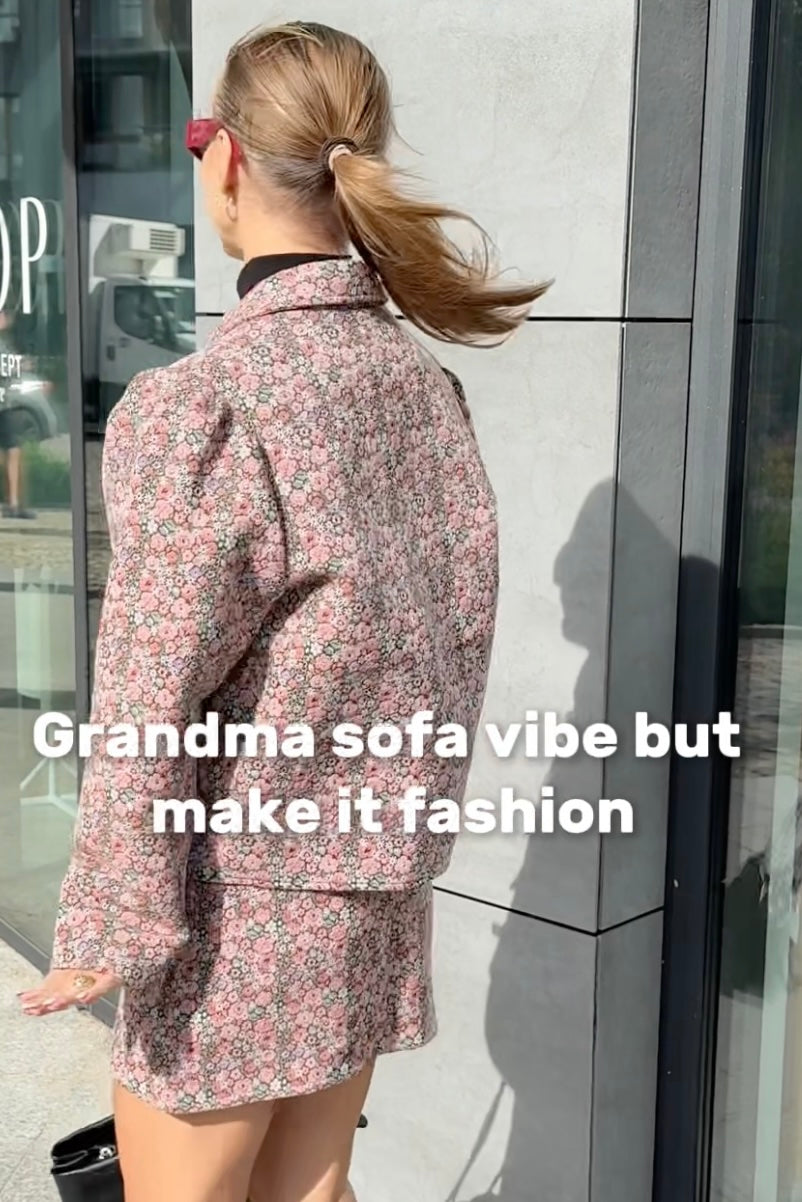 Grandma’s sofa vibe, but make it fashion