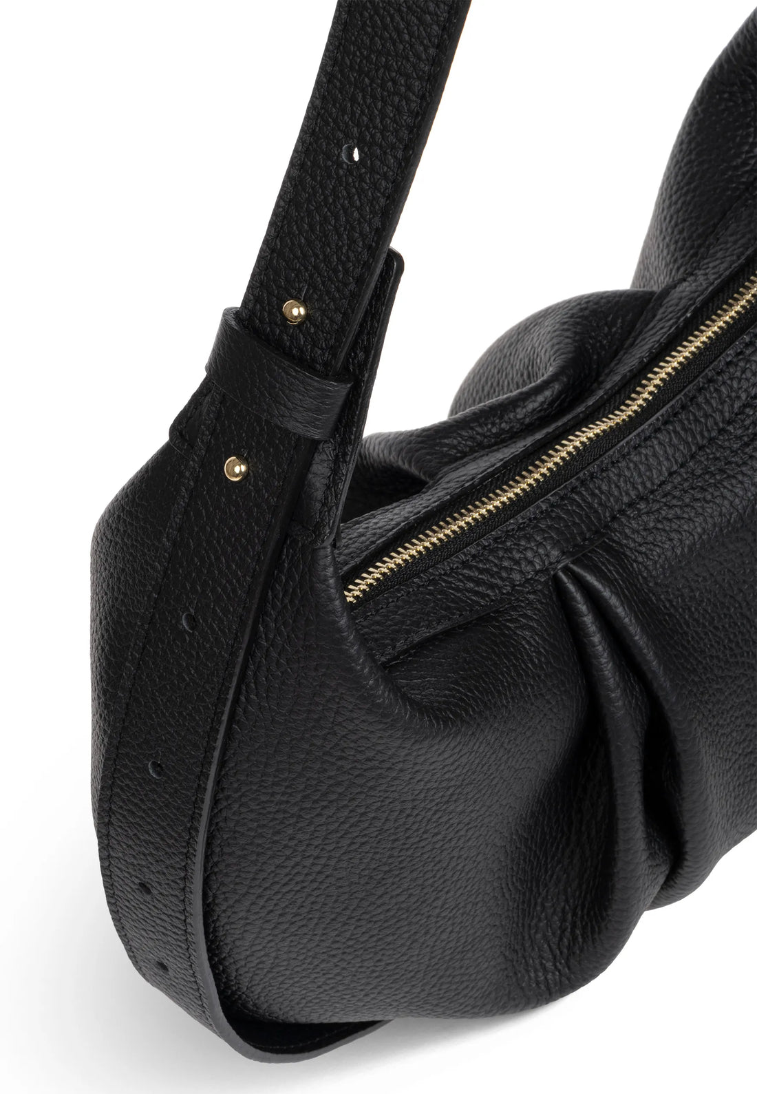 Torebka damska czarna "rogalik" ze skóry Akoya Black - The Mar
