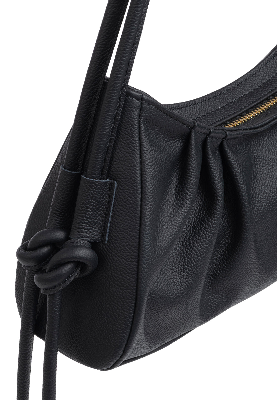Torebka damska czarna ze skóry "baguette" Merlu Black - The Mar