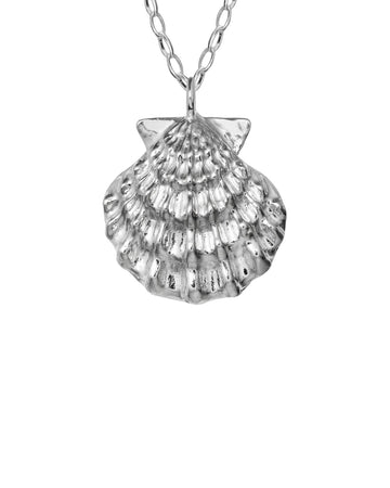 Naszyjnik srebrny w kształcie muszli z kamieniem naturalnym Scallop - Maar