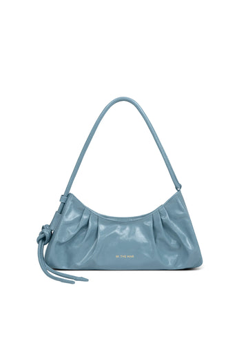 Torebka damska z błyszczącej skóry "baguette" Merlu Baby Blue Glossy - The Mar