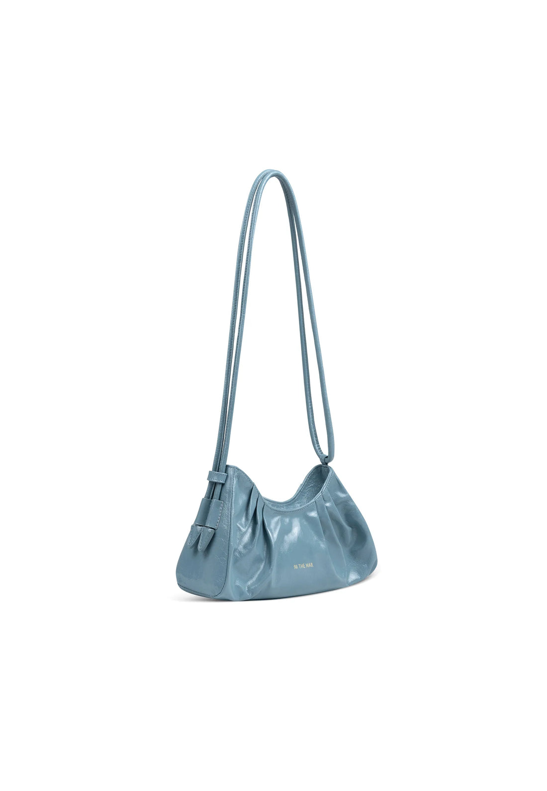 Torebka damska z błyszczącej skóry "baguette" Merlu Baby Blue Glossy - The Mar