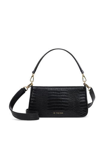 Torebka damska czarna ze skóry Bellona Croco Black - The Mar