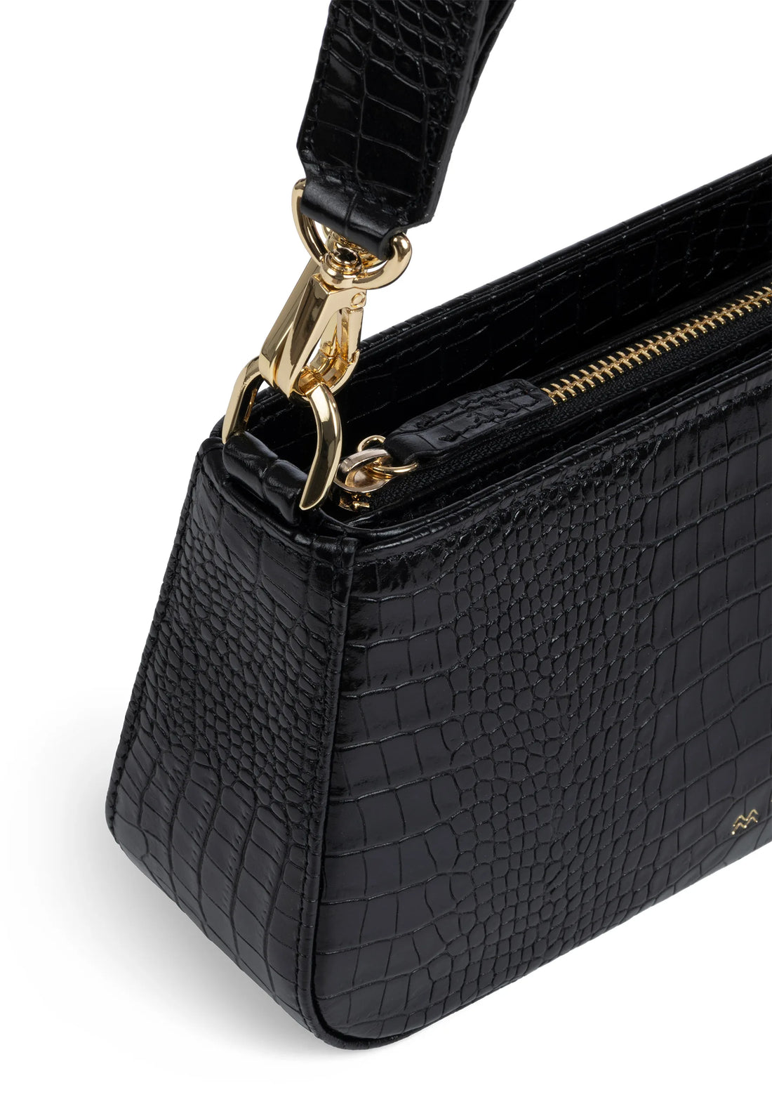 Torebka damska czarna ze skóry Bellona Croco Black - The Mar