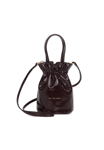 Torebka damska bordowa z błyszczącej skóry Bucket Cherry Glossy - The Mar