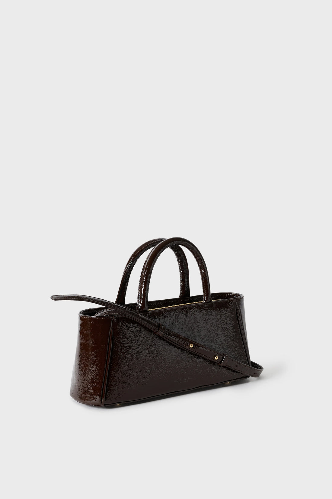 Torebka damska brązowa lakierowana Mia Brown Lacquer - Le Pollen