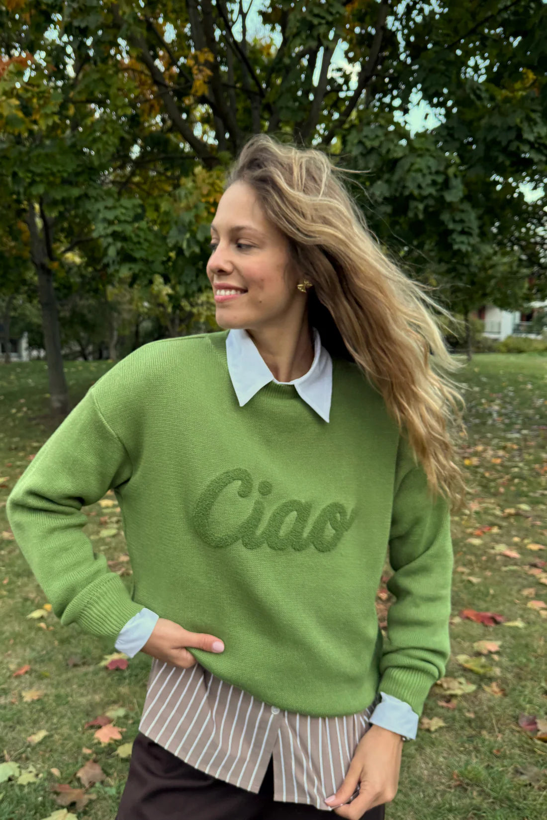 Sweter Sadie Oliwkowy