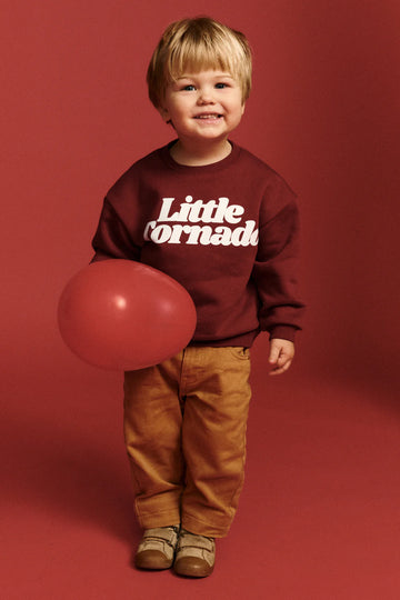 Bluza dziecięca bordowa z nadrukiem "Little Tornado" - She Is Sunday