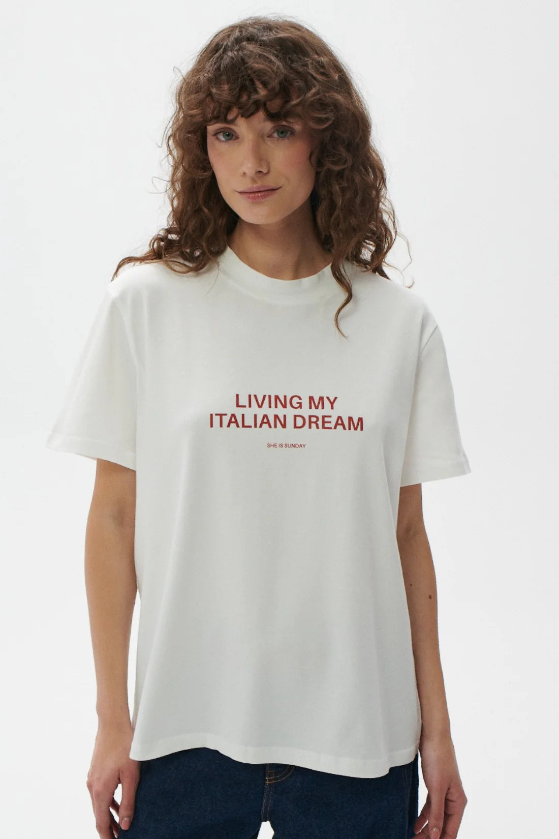 T-shirt Italian Dream Śmietankowy