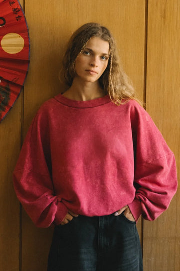 Bluza damska różowa z efektem sprania Dreamy Vintage - She Is Sunday