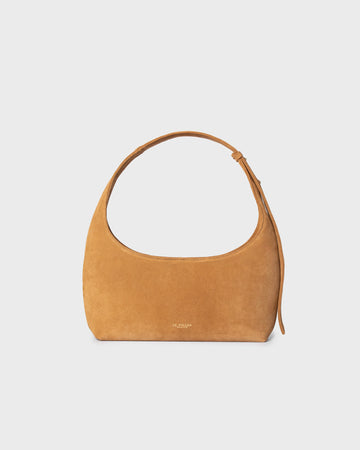Torebka damska beżowa zamszowa Mini Hobo Honey Suede - Le Pollen