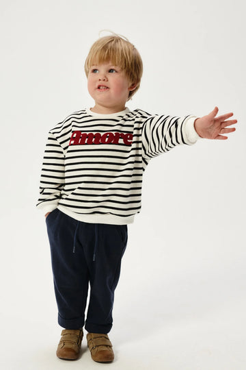 Bluza dziecięca w czarno-białe pasy z czerwonym napisem "Amore" Chiara - She Is Sunday
