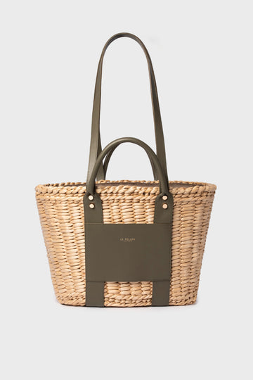 Torebka damska pleciony kosz Woven Backet Olive - Le Pollen