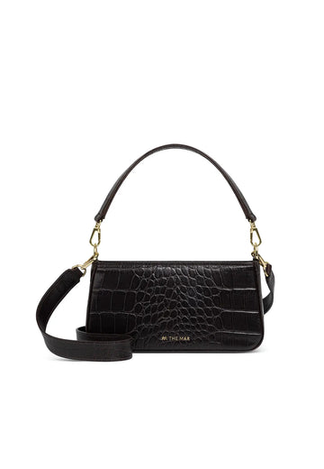 Torebka damska czarna ze skóry Bellona Croco Brown - The Mar