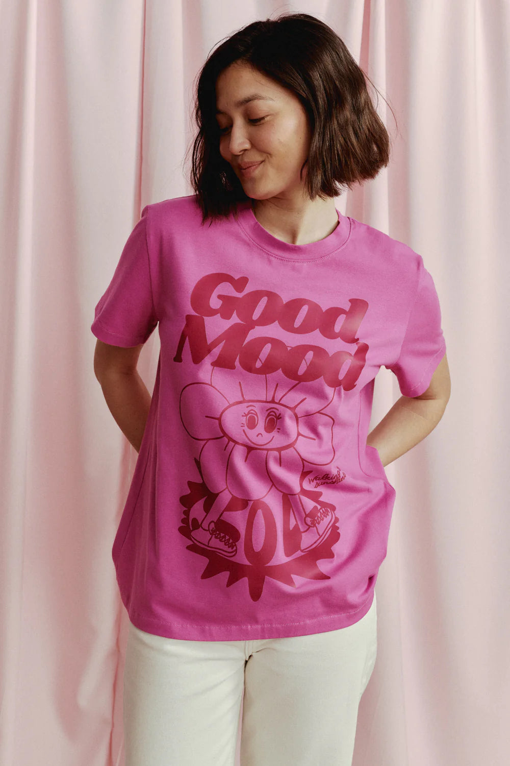 T-shirt Good Mood różowy
