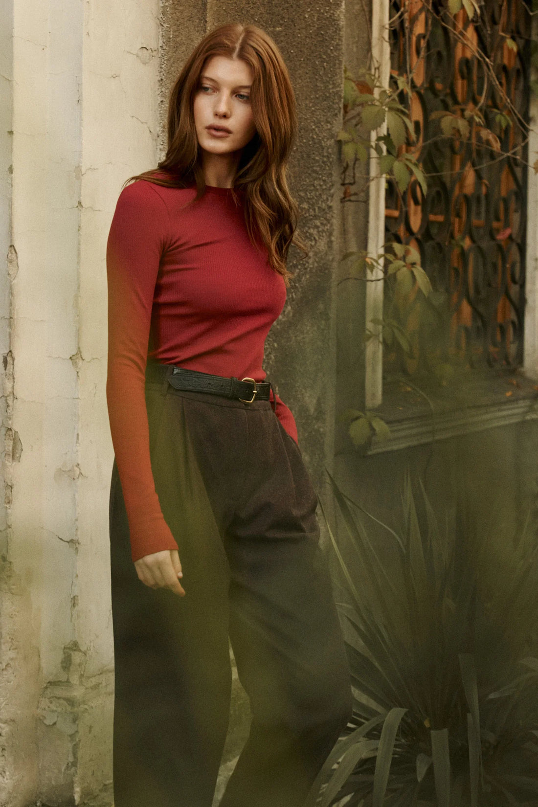 Longsleeve z bawełny organicznej / 14 / 23 / maroon red