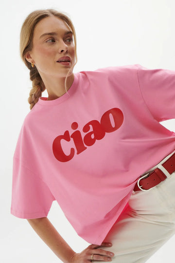 T-shirt Ciao Sunday Boxy Różowy