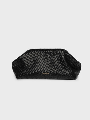 Torebka damska czarna kopertówka Freya Maxi Wicker - Le Pollen