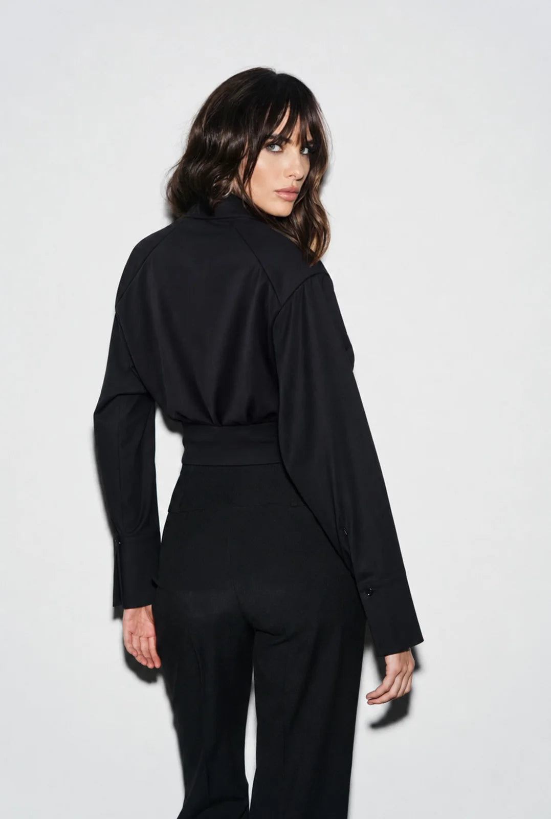 Apoline Shirt Noir - Taliowana Czarna Koszula Damska - Le Prive