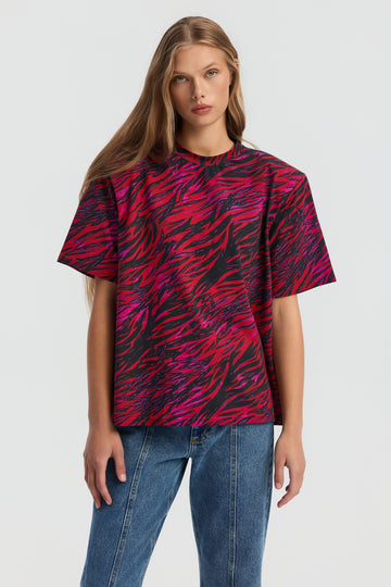 Top damski oversize z kolorowym printem Affair - Hanna