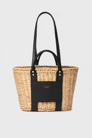 Torebka damska pleciony kosz Woven Backet Black - Le Pollen
