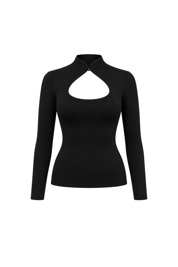 Lauren Top Noir - Dopasowana Czarna Bluzka w Stylu Japońskim - Le Prive
