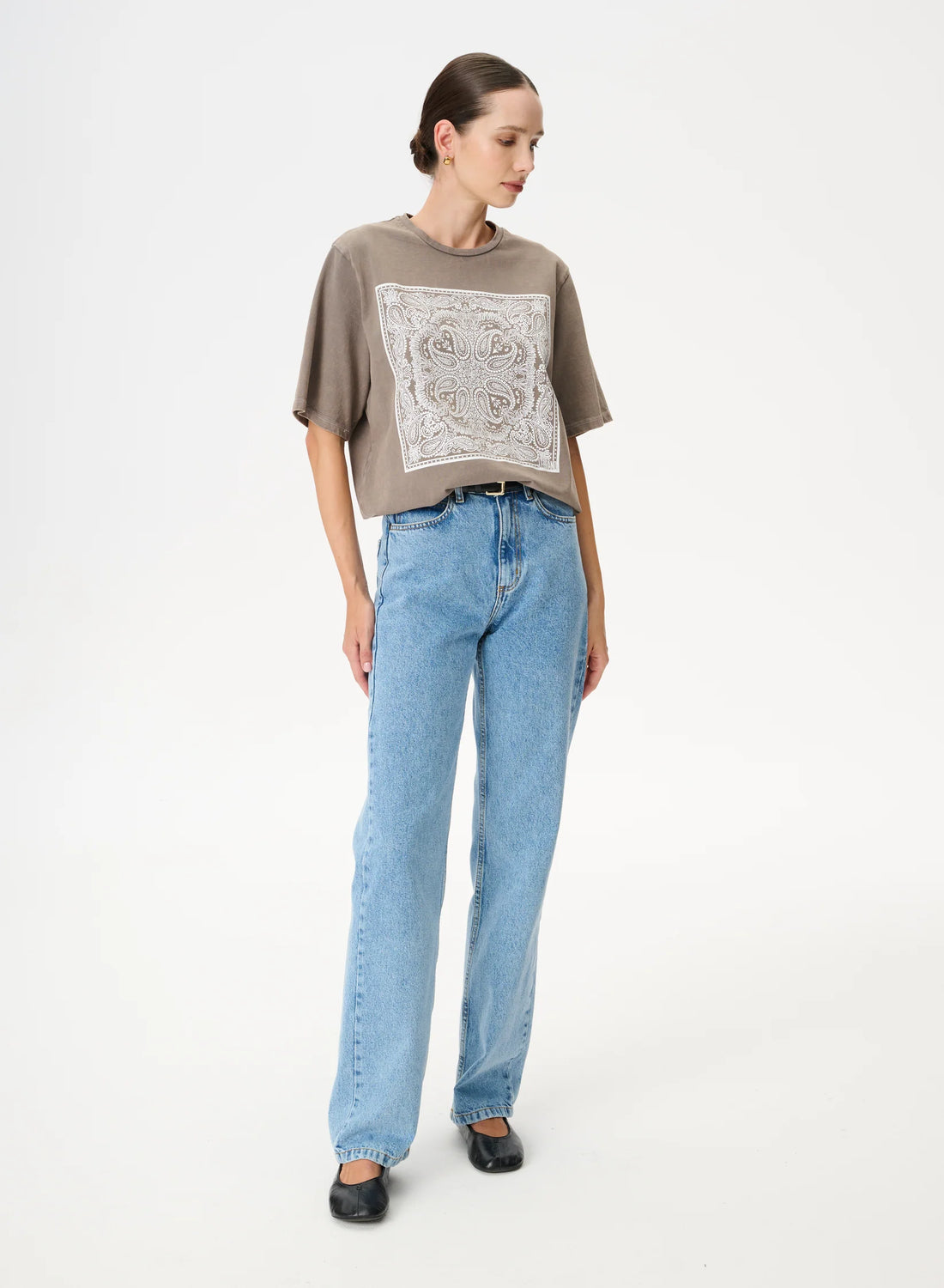 T-shirt Lebrand Taupe z nadrukiem bandany - Danny