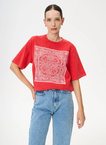 T-shirt Lebrand Czerwony z nadrukiem bandany - Danny