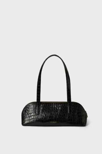Torebka damska czarna na ramię Cassie Black Crocodile - Le Pollen