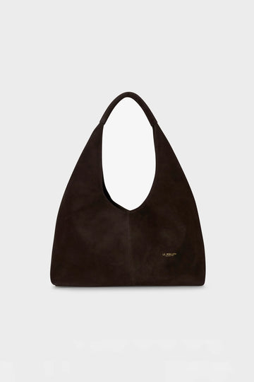 Torebka damska brązowa zamszowa Hobo Dark Chocolate Suede - Le Pollen