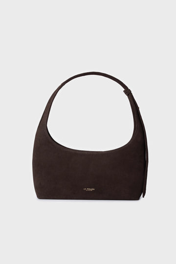 Torebka damska brązowa zamszowa Mini Hobo Chocolate Suede - Le Pollen