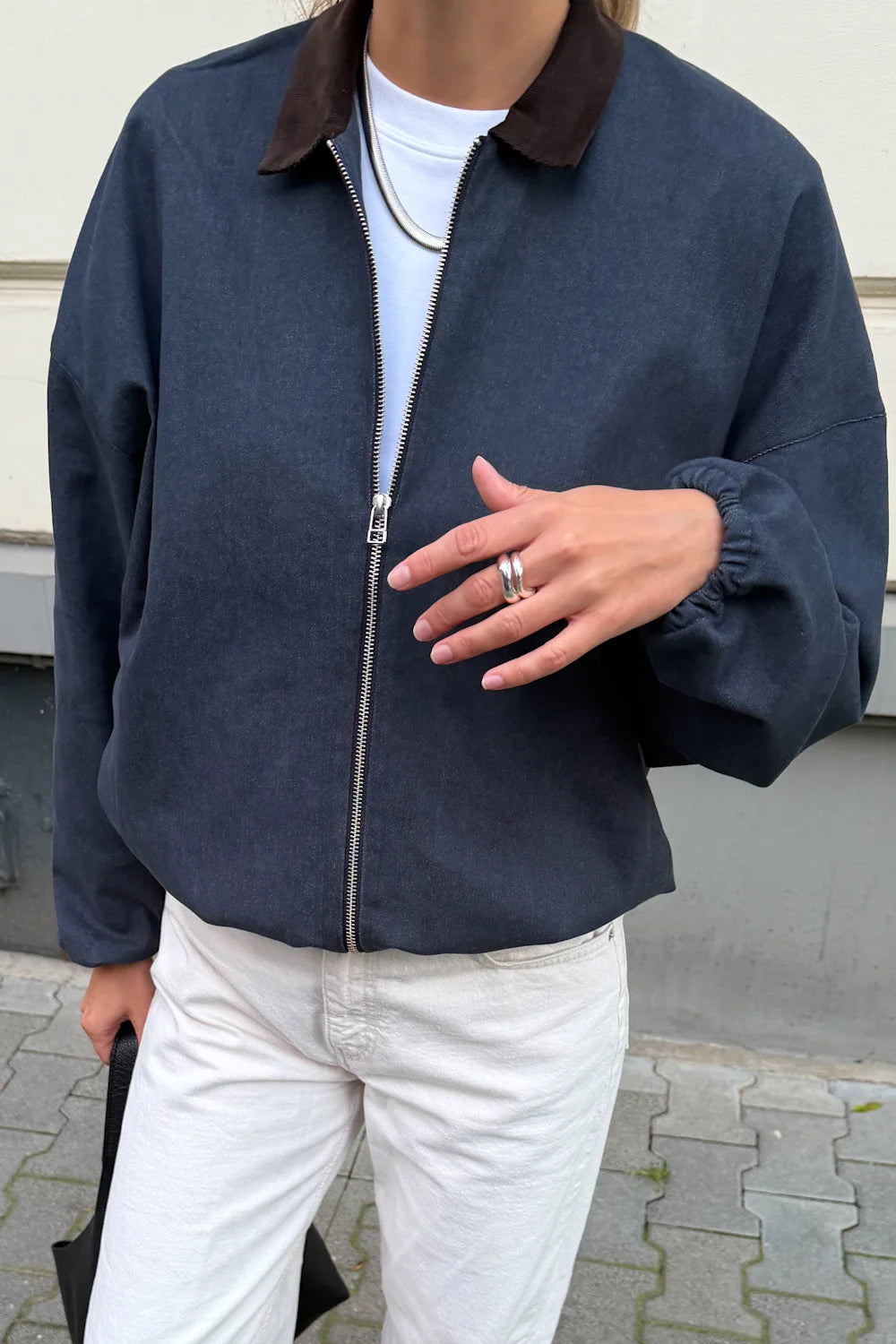Kurtka Bomber granatowa w stylu vintage Dune - WHYSOSERIOUS