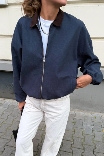 Kurtka Bomber granatowa w stylu vintage Dune - WHYSOSERIOUS
