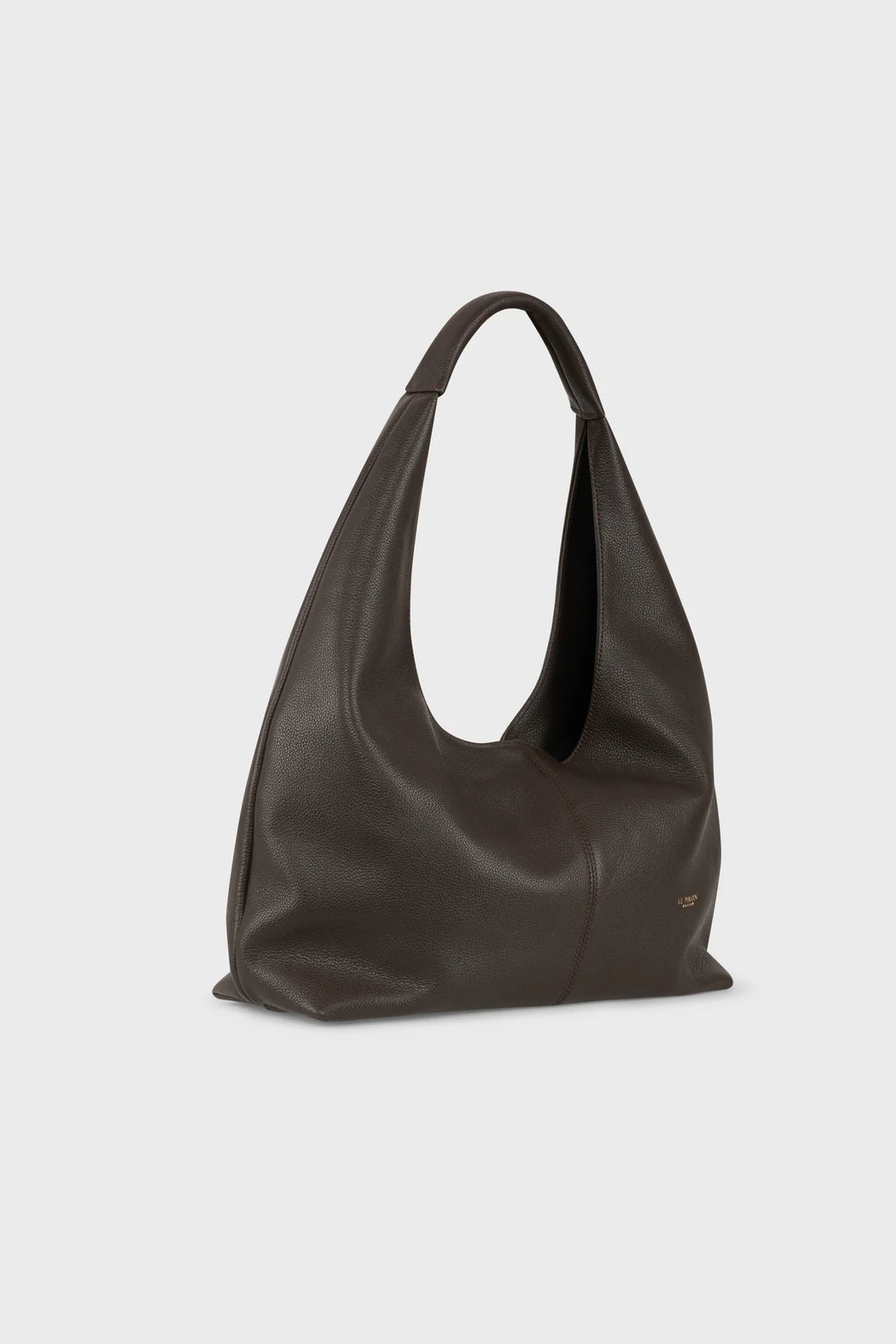 Torebka damska brązowa ze skóry Hobo Dark Brown Grain - Le Pollen