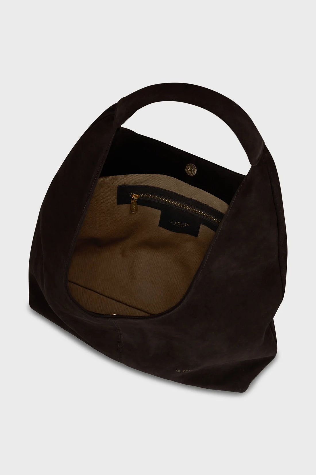 Torebka damska brązowa zamszowa Hobo Dark Chocolate Suede - Le Pollen