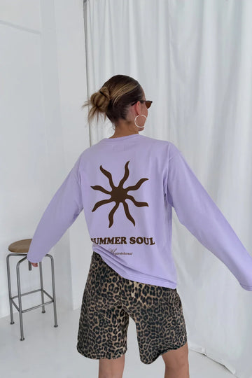 Longsleeve fioletowy z brązowym nadrukiem "Summer Soul" - WHYSOSERIOUS
