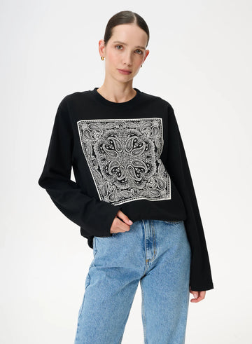 Longsleeve Lebrand czarny z nadrukiem bandany - Nero