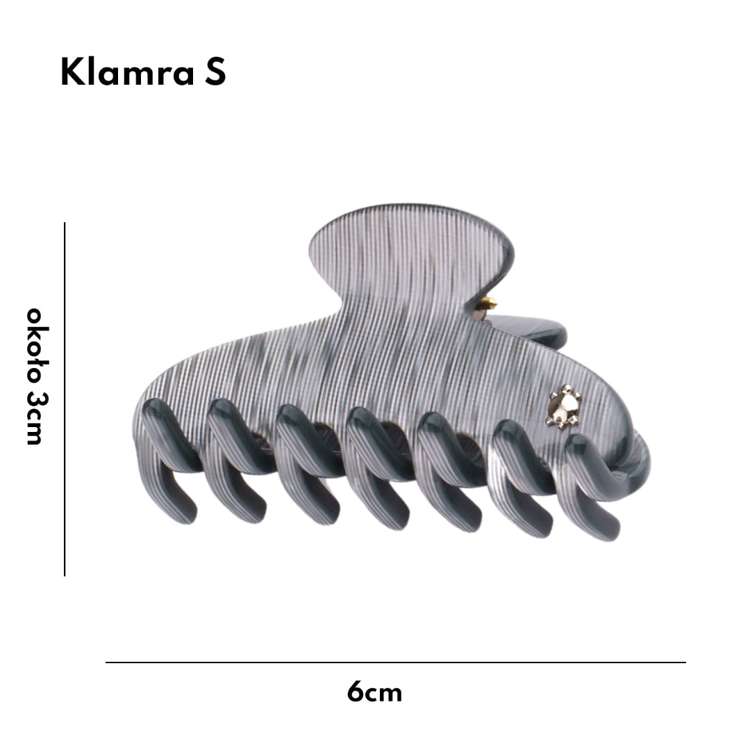 Mała klamra do włosów w srebrny prążek Steel Small - Turtle Story