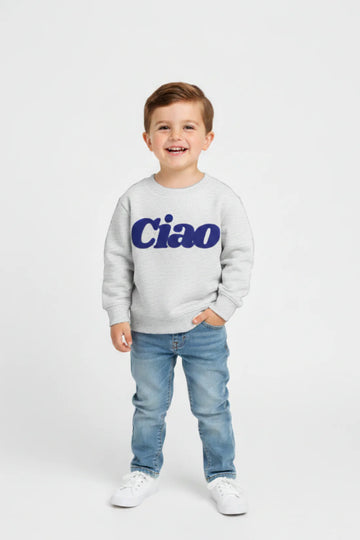 Bluza dziecięca szara z nadrukiem "Ciao" Melange Mini - She Is Sunday