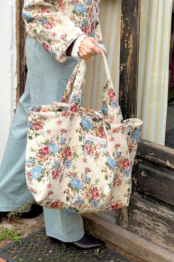 Żakardowa torba shopper z kwiecistym wzorem "Łąka" - She Is Sunday