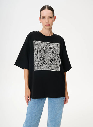T-shirt Weston Black Lebrand oversize T-shirt z nadrukiem bandany