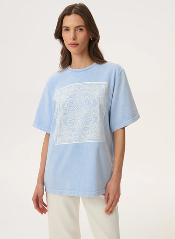 T-shirt Lebrand Niebieski z nadrukiem bandany - Danny