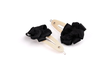 Spinki do włosów kremowe z czarnymi kokardami Princess Cream Black - Turtle Story