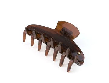 Duża klamra do włosów brązowa z połyskiem Chocolate Glaze Large - Turtle Story