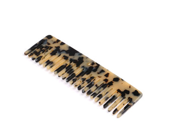 Duży grzebień do włosów beżowo-czarny w etui Classic Comb Tokyo Light - Turtle Story
