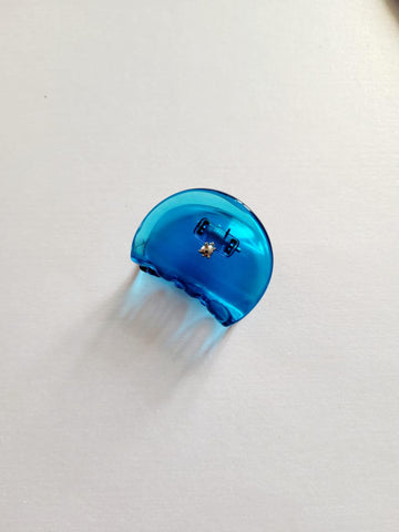 Mała klamra do włosów transparentno-niebieska Adorable Blue Ink- Turtle Story
