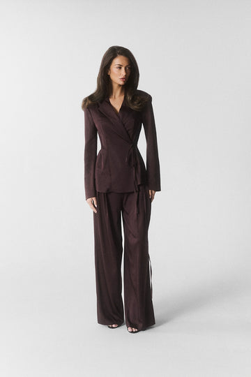 Spodnie damskie brązowe satynowe Romy Trousers - Le Prive